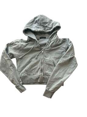 Brandy Melville Olive  Cropped Crystal Zip-Up Hoodie One Size